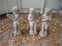 Group of 3 concrete putti garden statues