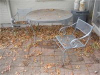 Iron patio table and 2 chairs