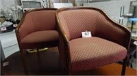 2 UPHOLSTERED SIDE CHAIRS (ONE SHOWS SIGNS OF
