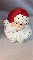 Ceramic vintage Santa head with box 9x10”