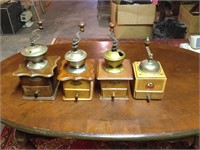 (4) vintage German coffee grinders