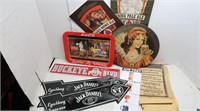 Lot of Signs-Tine & Cardboard & Coca Cola Tray