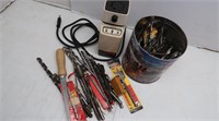 Metal Can w/Drill Bits, Pencil Sharpener, Keyhole