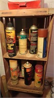 Misc Lot-Degreasers, Paint, Incl. Wooden Shelf