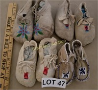 4 pairs of Beaded Child's Moccasins
