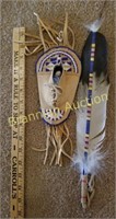 Turkey Feather& Beaded Toy Cradle Board