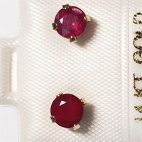 10K Yellow Gold Ruby Earrings, Made in Canada