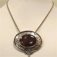 Sterling silver red agate necklace