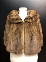 Ladies Brown Mink Fur Fully Lined Cape