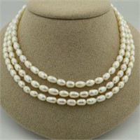 14kt yellow gold 3-strand pearl necklace