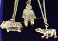 THREE N.W.T. PENDANTS ON CHAINS - TWO STERLING