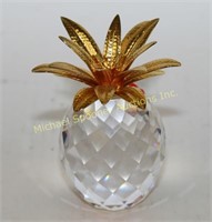 SWAROVSKI CRYSTAL PINEAPPLE WITH GOLD LEAVES