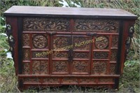 EXCEPTIONAL 18TH C. CHINESE CARVED CABINET/CHEST