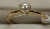 18K YELLOW GOLD PEARL RING