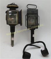TWO ANTIQUE CARRIAGE  LAMPS WITH ATTACHMENTS