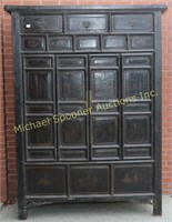 EXCEPTIONAL CHINESE MING BLACK LACQUER CABINET
