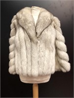 Ladies Saga Fox Fur Coat Silver with Black Tips
