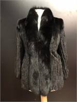 Ladies Black Mink Fur Coat with Full Length Collar