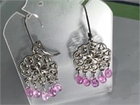 $2500. 14kt. Pink Sapphire Earrings