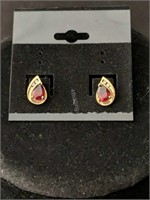 HH- 10K Gold Garnet & Diamond Earrings