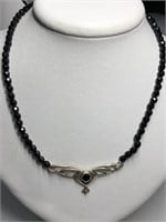 $500. S/Silver Marcasite Onyx Necklace