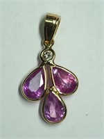 $600. 10kt. Pink Sapphire Necklace