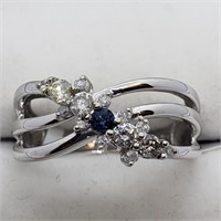 $2800. 10kt. Sapphire & Diamond Ring (Size 7.5)