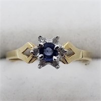 14kt. Sapphire & Dia. Ring (Size 6.5)