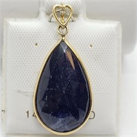 $800. 14K Sapphire(6.6ct) Diamond(0.01ct) Pendant