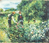 French Impressionist Oil Tempera Signed Renoir