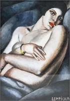 Polish Art Deco Cubist Oil Paper Signed Lempicka