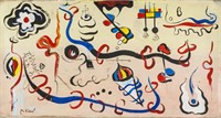 Spanish Surrealist Oil on Canvas Signed Miro