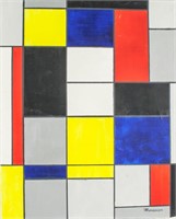 Dutch Oil Geometric Abstract Signed Mondrian