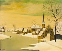 R. SONCK Dutch-Canadian XX Oil on Canvas Landscape
