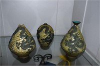 3 Dragonware vases 6", 7", 8"