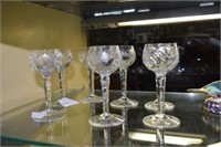 7 etched crystal 4" cordial glasses