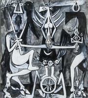 WIFREDO LAM CUBAN 1902-1982 Tempera on Paper