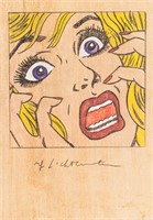 American Pop Art Crayon Signed Lichtenstein