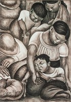 Mexican Muralist School Pencil Signed Diego Rivera