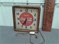 Coca-Cola Clock -wood frame - works