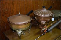 2 copper chaffing dishes