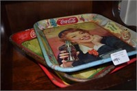 5 assorted vintage & reproduction Coca Cola trays