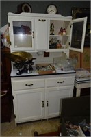 Black & white enamel top kitchen cabinet