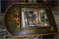 Contemporary painted, fruit decorated wall mirror