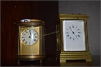 2 Oval & rectangular brass cased travel clocks