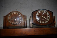 2 European wood cased deco style clocks