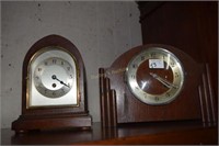 2 wood cased clocks, Cathedral & Deco style
