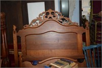 Cherry Double bed with scroll cut bonnet