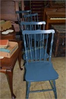 4 painted blue kitchen chairs