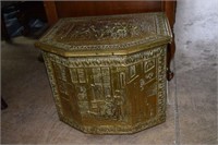 English Brass coal box with liner